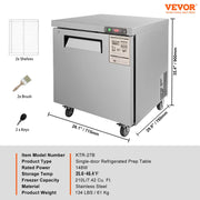 Charger l'image dans la visionneuse de galerie, Amocart 28in 48in Undercounter Worktop Refrigerator Stainless Steel Refrigerated Food Prep Station Fan Cooling for Bar
