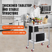 Charger l'image dans la visionneuse de galerie, Amocart Stainless Steel Kitchen Worktable shelves Commercial Work Bench Table with Caster Wheels for Home Restaurant Storage
