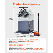 Load image into Gallery viewer, SucceBuy 2.2KW Electric Roll Bending Machine with 180° Maximum Bending Angle Support Horizontal/Vertical Operation (220V 60Hz)
