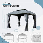 Aluminum Alloy Frame Outdoor Hard Roof Gazebo Heavy Duty Waterproof UV Resistant Anti Rust All Weather Metal Garden Gazebo