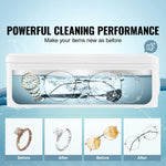 SucceBuy 200/450/650ml Portable Ultrasonic Cleaner Machine w/ Timer Modes Cleaning Basket for Eyeglasses Watches Dentures Rings