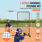SucceBuy L Screen Baseball for Batting Cage 7x7 ft Softball Safety Screen Body Protector Portable Batting Screen with Carry Bag