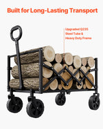 SucceBuy Collapsible Wagon Cart 225LBS Folding Wagon with All-Terrain Wheels with Adjustable Handle for Beach Grocery Garden