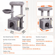 Bild in Galerie-Viewer laden, Amocart Cat Tree for Indoor Cats Cat Tower with Cat Condo Sisal Scratching Post HammockTop Perch Jumping Platforms Dark Grey
