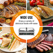 Charger l'image dans la visionneuse de galerie, Amocart Commercial Panini Grill 3600W Electric Sandwich Panini Maker with Temp Control And 19"x9" for Hamburger Steak Bacon

