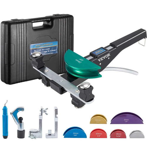 SucceBuy HVAC Refrigeration Manual Copper Ratcheting Pipe Bender Kit with 7 Dies 8-22mm 90° Inward & Outward Tube Bending Tools