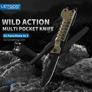 Load image into Gallery viewer, LETGOS Pocket Folding Knife, 22 in 1,Survival Gear EDC Rescue Tool with nylon sheath, Emergency, Camping, Hunting, Gift for dad
