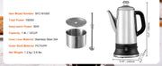 Charger l'image dans la visionneuse de galerie, Amocart 12-Cup Electric Percolator Coffee Pot 304 Stainless Steel Coffee Percolator with Keep Warm Function
