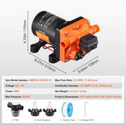 Bild in Galerie-Viewer laden, SucceBuy 12V Diaphragm Pump 1.8/3/3.5/5 GPM 3/4/5-Chamber 40-100 PSI Adjustable 1/2'' MNPT Port for RV Yacht Food Truck Camper
