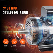 Bild in Galerie-Viewer laden, Amocart 7.5HP Air Compressor Motor 230V 31.6Amps Electric Single Phase Motor 3450RPM 184T Frame for Compressors CW/CCW Rotation
