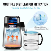 Charger l'image dans la visionneuse de galerie, Amocart Water Distiller 4L 1.05 Gallon Pure Water Purifier Filter For Home Countertop750W Distilled Water Maker Stainless Steel
