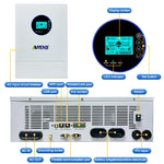 ANENJI Split Phase 12KW 48V Hybrid Solar Inverter Parallel 4.2KW 24V Inverter Pure Sine 120V 220V On Grid MPPT 200A Solar Charger PV 500V