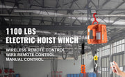 Charger l'image dans la visionneuse de galerie, Amocart 500kg/1100lbs Electric Hoist Winch Portable Crane 25ft Lifting Height Wired Remote Control for Transportation
