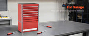 Charger l'image dans la visionneuse de galerie, Amocart 5-Drawer 8.6in Metal Tool Box Red/Black Portable Small Tool Chest with PP Feet Pads for Garage Workshop Tools Storage
