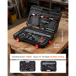 SucceBuy Mechanics Tool Set SAE and Metric Socket Set Wrenches Screwdriver Bits Accessories and Storage Case for Cars Repair