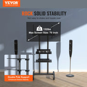 Bild in Galerie-Viewer laden, Amocart Mobile TV Stand Height Adjustable TV Stand w/ Wheels Double Tray for Audio-Visual Devices Rolling TV Stand for Bedroom
