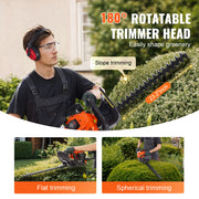 Bild in Galerie-Viewer laden, Amocart 23.2-inch 26CC 2 Cycle Gas Hedge Trimmer Gas Powered Handheld Hedge Trimmer 180° Adjustable for Trimming Shrubs Bushes
