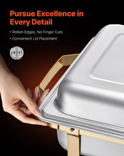 Bild in Galerie-Viewer laden, Amocart 8 Qt 4 Pack Chafing Dish Buffet Set Stainless Steel Chafer with 2 Full Size and 4 Half Size Pans Catering Warmer Server
