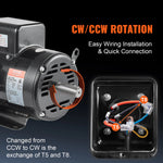 Amocart 7.5HP Air Compressor Motor 230V 31.6Amps Electric Single Phase Motor 3450RPM 184T Frame for Compressors CW/CCW Rotation