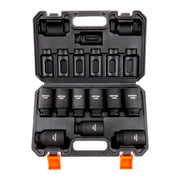 Charger l'image dans la visionneuse de galerie, Amocart 1/2" Drive Impact Socket Set 9/11 Piece Deep Socket Set SAE Metric Cr-Mo Cr-V Steel for Auto Repair Ratchet Tool Kit
