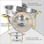 Amocart 4 Pack Chafing Dish Buffet Set Stainless Steel Chafer w/4 Full Size Pan Round Catering Warmer Server for Party Banquets