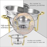 Charger l'image dans la visionneuse de galerie, Amocart 4 Pack Chafing Dish Buffet Set Stainless Steel Chafer w/4 Full Size Pan Round Catering Warmer Server for Party Banquets
