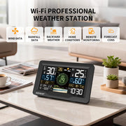 Load image into Gallery viewer, Professional Wi-Fi Wireless Weather Station with 7-in-1 Outdoor Weather Sensor, Large Full-Color LCD, 433MHz, 300ft Range, App
