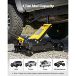 SucceBuy 3 Ton Floor Jack Aluminum & Steel Racing Floor Jack with Dual Pistons Quick Lift Pump Hydraulic Car Lift for SUV Pickup