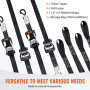 Load image into Gallery viewer, Amocart 4pcs Trailer Ratchet Tie Down Straps with Padded Handles Hook Brake Binding Belt for Moving Securing Cargo Motorcycle
