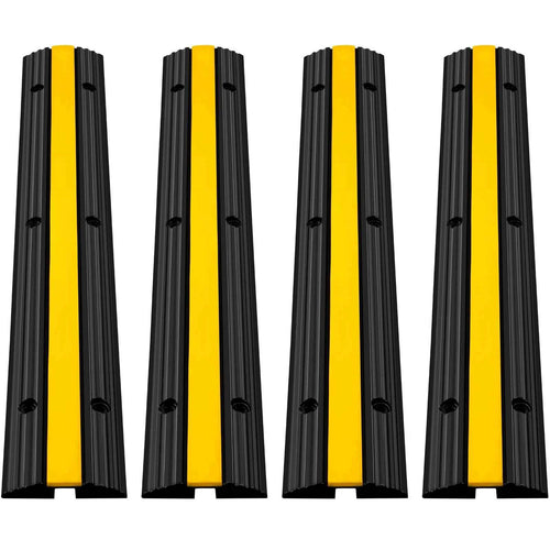 SucceBuy Modular Rubber Speed Bump 1 Channel Driveway Cable Protector Ramp Wire Cover Cord Guard for Parking Lot Warehouses Use