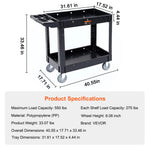 SucceBuy 2/3 Shelf Utility Service Cart Dolly with 360° Swivel Wheels Ergonomic Storage Handle for Warehouse/Garage/Cleaning