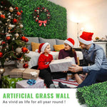 Amocart 12PCS 10x10 in Artificial Boxwood Panels Boxwood Hedge Wall Mat Artificial Grass Backdrop Privacy Screen UV Protected