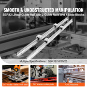 Bild in Galerie-Viewer laden, Amocart 2PCS Linear Guide Rails SBR12 SBR16 SBR20 SBR25 800-2200mm &amp; 4PCS UU Bearing Blocks Smooth Motion DIY Mills CNC Parts
