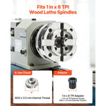 SucceBuy 4 Inch Wood Lathe Chuck 4-Jaw Self-Centering Wood Turning Chuck Set with 1in x 8TPI Thread & Adapter for Woodworking