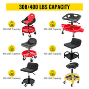 Bild in Galerie-Viewer laden, Amocart Rolling Garage Stool Car Detailing Stool Adjustable Height Mechanic Seat With Tool Tray Workshop Auto Repair Shop Stool
