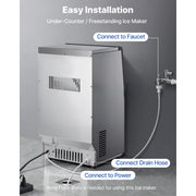 Charger l'image dans la visionneuse de galerie, Amocart 80lbs-440lbs/24H Commercial Ice Maker Machine Stainless Steel Ice Maker with LED Display &amp; Self-Cleaning for Bar Home
