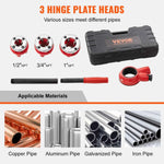 Amocart Pipe Threader Kit 1/2" NPT 3/4" NPT 1" NPT Manual Ratcheting Pipe Threader Portable Pipe Threading Tool Set 3PCS