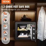 Amocart 1.2/0.5 Cubbic Fit Electronic Safe Deposit Safe Box W/ Digital Access & Override Keys for Money Gun Jewelry Document