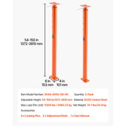 Load image into Gallery viewer, Amocart 2Pack 11200LBS House Floor Jacks 54-150in Height Adjustable Support Beam Basement Jack Post Pole for Leveling Temporary
