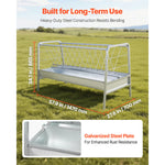 SucceBuy Livestock Hay Feeder 2 in 1 80-Gal Capacity 57.9" Long Goat Pasture Feeding Deeper Feeding Pan for Sheep Sheds Farms