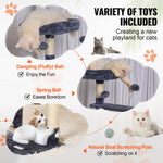 Amocart Cat Tree for Indoor Cats Cat Tower with Cat Condo Sisal Scratching Post HammockTop Perch Jumping Platforms Dark Grey