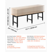 Charger l'image dans la visionneuse de galerie, Amocart 5000 lbs Adjustable Workbench 72/96 x 24in Oak Wood Top Workstation with 4 AC Outlets Hardwood Worktable for Garage

