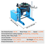 Charger l'image dans la visionneuse de galerie, Amocart Rotary Welding Positioner 30KG 0-90° Welding Positioning Turntable Table 1-12RPM Welding Torch Stand Holder for Cutting
