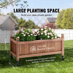Amocart Wood Planter with Trellis  Outdoor Raised Garden Bed with Drainage Holesfor Vine Climbing Plants Flowers in Garden