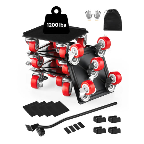 SucceBuy 4PCS Furniture Dolly 1200Lbs/3474Lbs Fridge Movers with 5 360° Rotation Wheels&Lift Slider Tool Set for Appliances Sofa