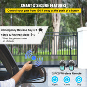 Charger l'image dans la visionneuse de galerie, Amocart Electric Sliding Gate Opener with 2 Remote Controls Gate Operator Hardware Heavy Duty Track Driveway Motor for Security
