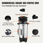 Amocart 50 Cups Commercial Coffee Urn Stainless Steel Large Coffee Dispenser 1000W Electric Coffee Maker Urn For Quick Brewing