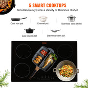 Charger l'image dans la visionneuse de galerie, Amocart 5 Burners 30/36 Inch Electric Induction Cooktop Stove Hob Built-in Burner Cooker Sensor Touch Control Magnetic Cooker
