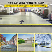 Bild in Galerie-Viewer laden, Amocart Cable Protector Ramp Wire Cable Cover Cord Guard 2 Channels Rubber + PVC 11000LBS Speed Bump Parking Driveway Traffic
