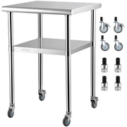 Bild in Galerie-Viewer laden, Amocart 24 x 24 in Stainless Steel Kitchen Worktable shelves Commercial Work Bench Table with Caster Wheels for Home Kitchen
